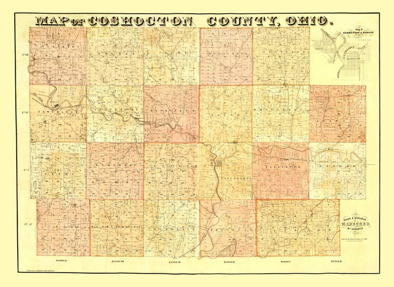 Size comparison using Vintage Map of Coshocton County, Ohio 1850