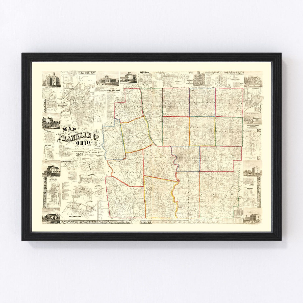 Franklin County Vintage Map 1856