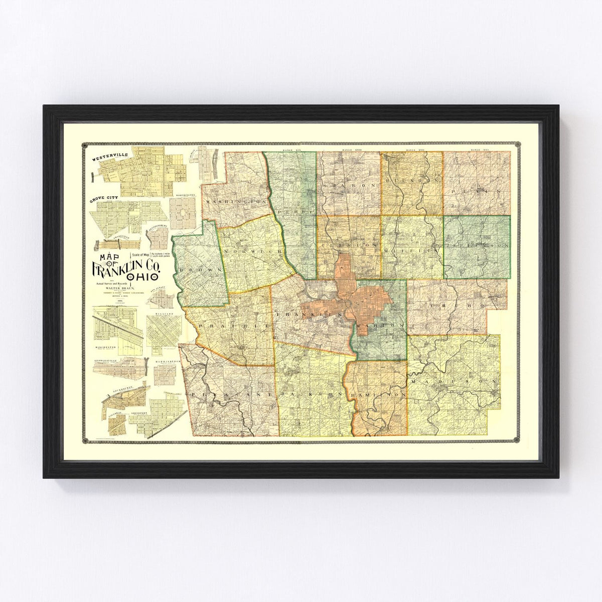 Franklin County Vintage Map 1895