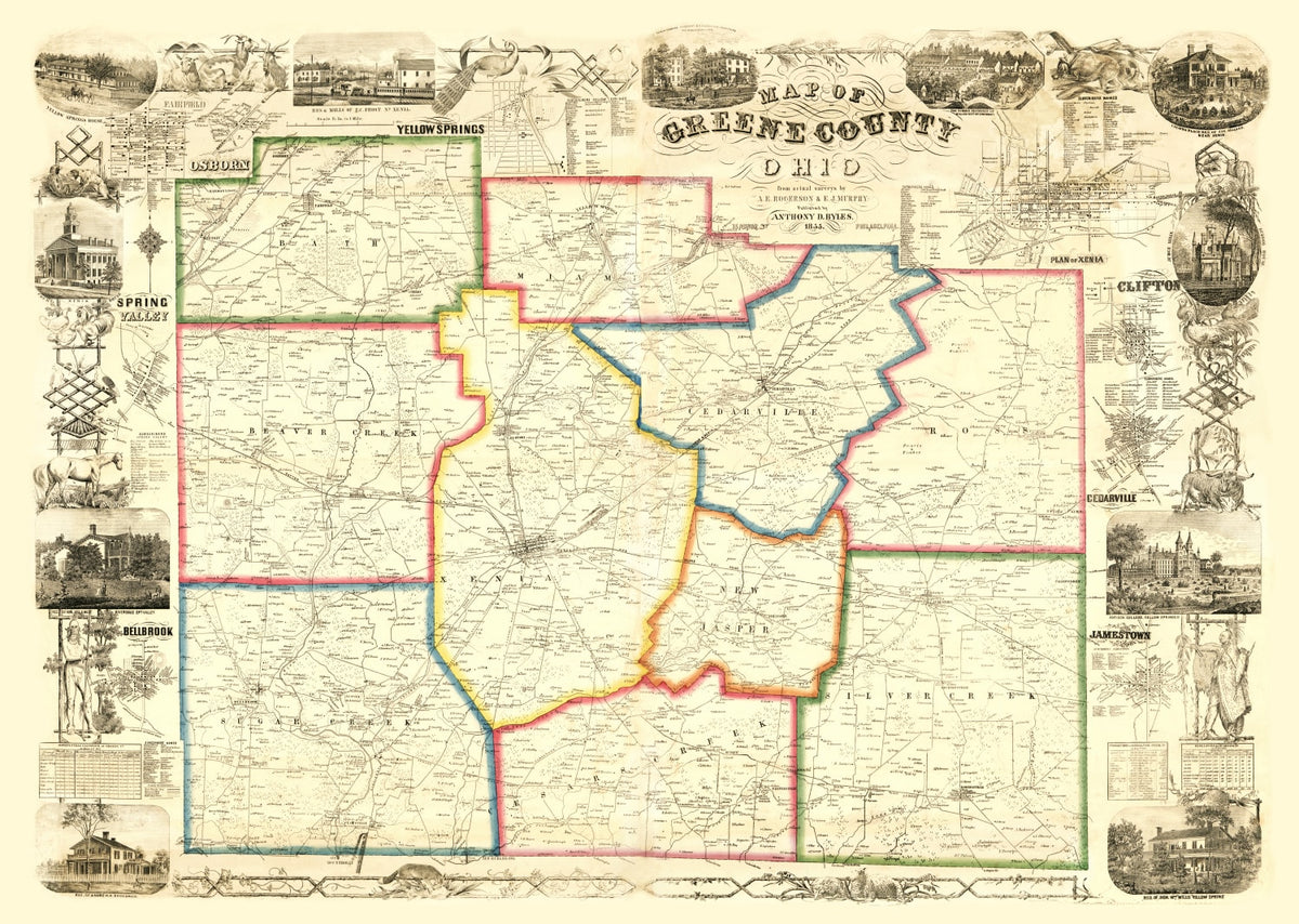 Preview of Vintage Map of Greene County, Ohio 1855