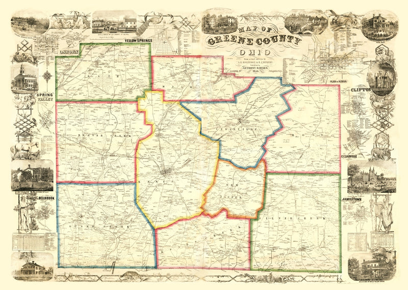 Size comparison using Vintage Map of Greene County, Ohio 1855