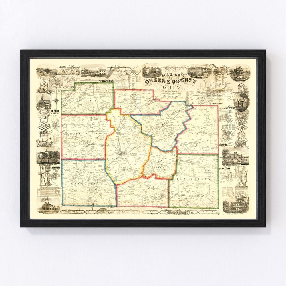 Greene County Vintage Map 1855