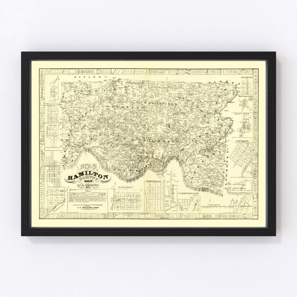 Hamilton County Vintage Map 1847