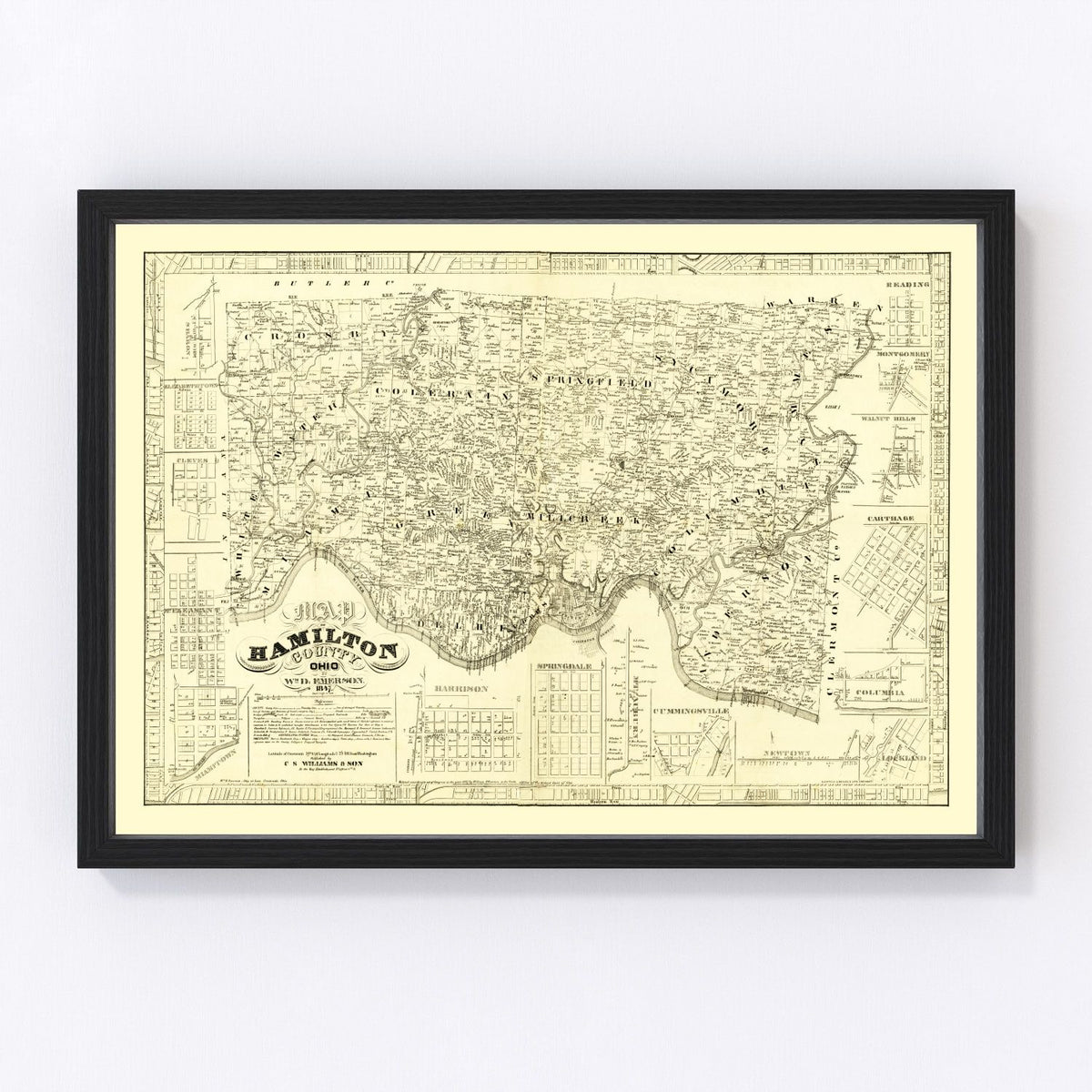 Hamilton County Vintage Map 1847