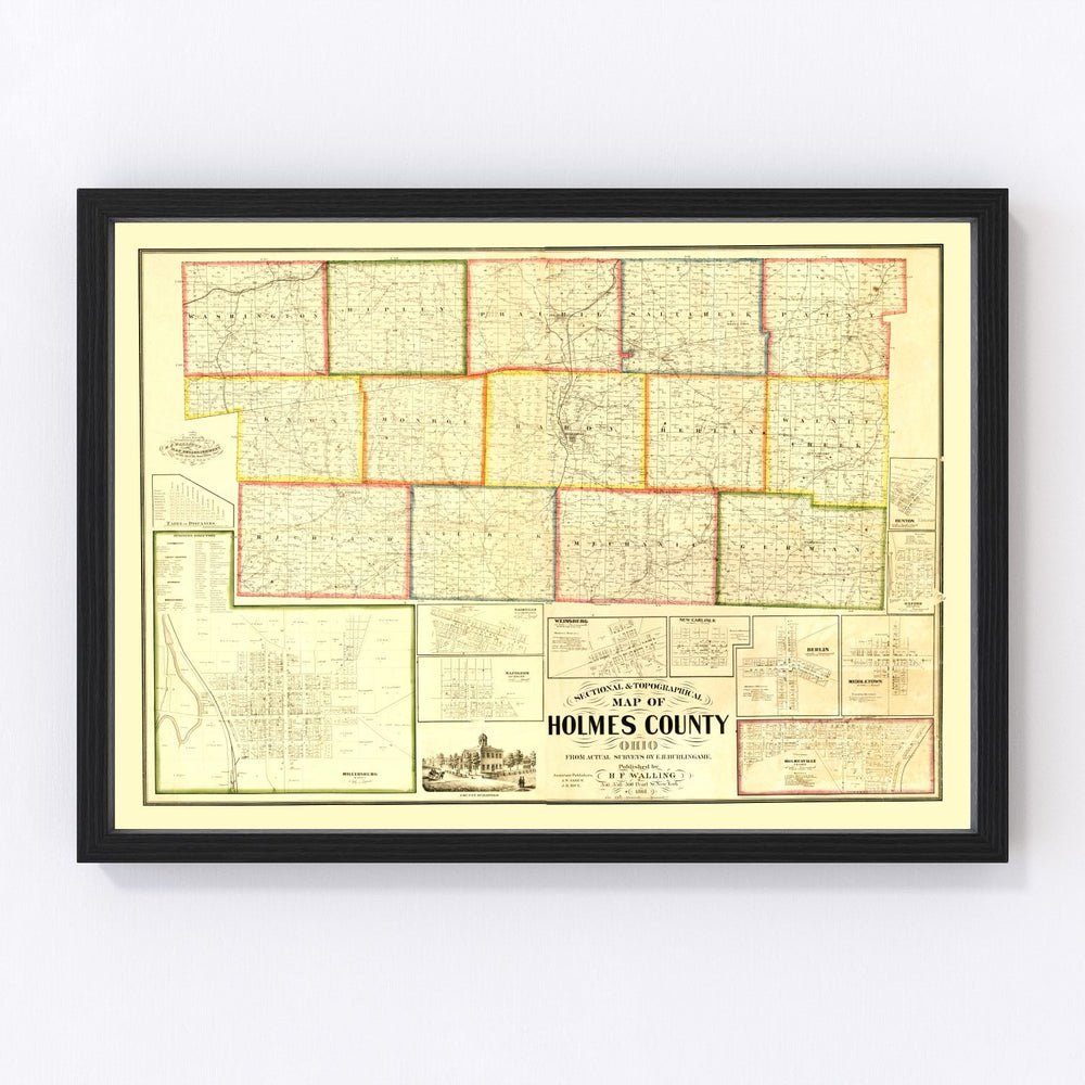 Holmes County Vintage Map 1861