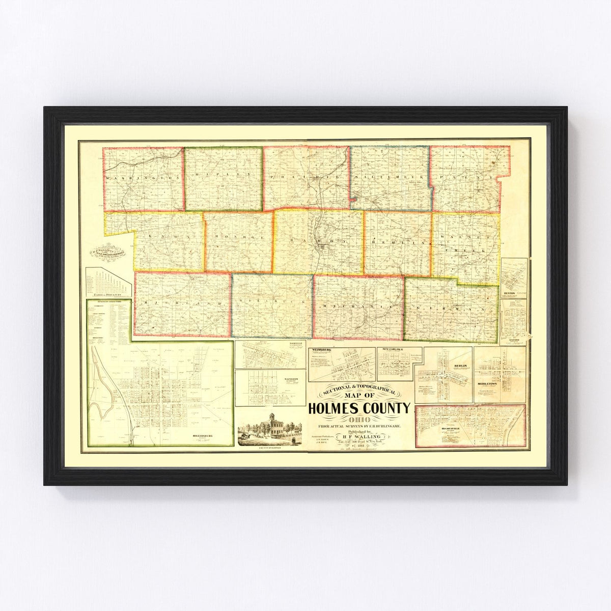 Holmes County Vintage Map 1861