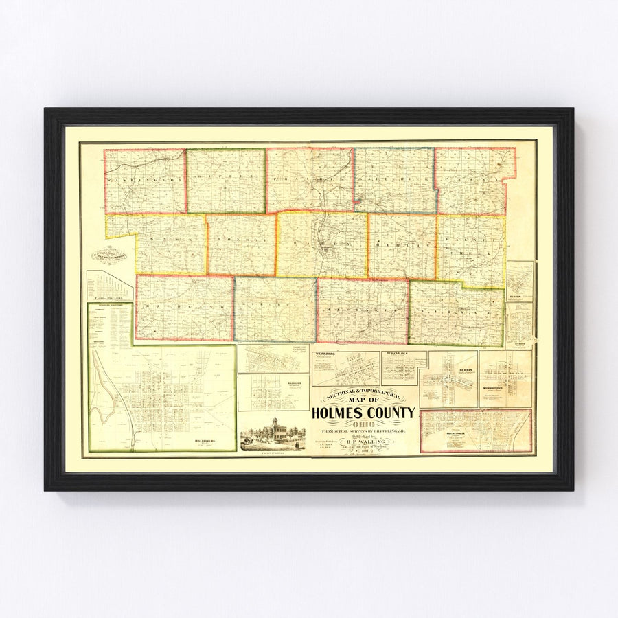 Holmes County Vintage Map 1861