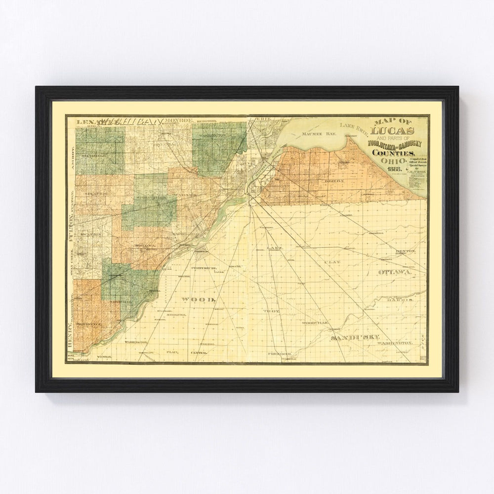 Wood County Vintage Map 1888