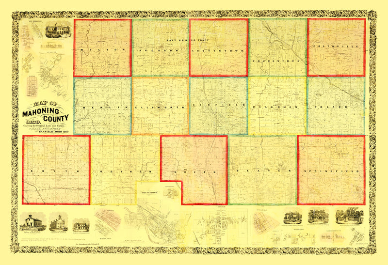 Size comparison using Vintage Map of Mahoning County, Ohio 1860
