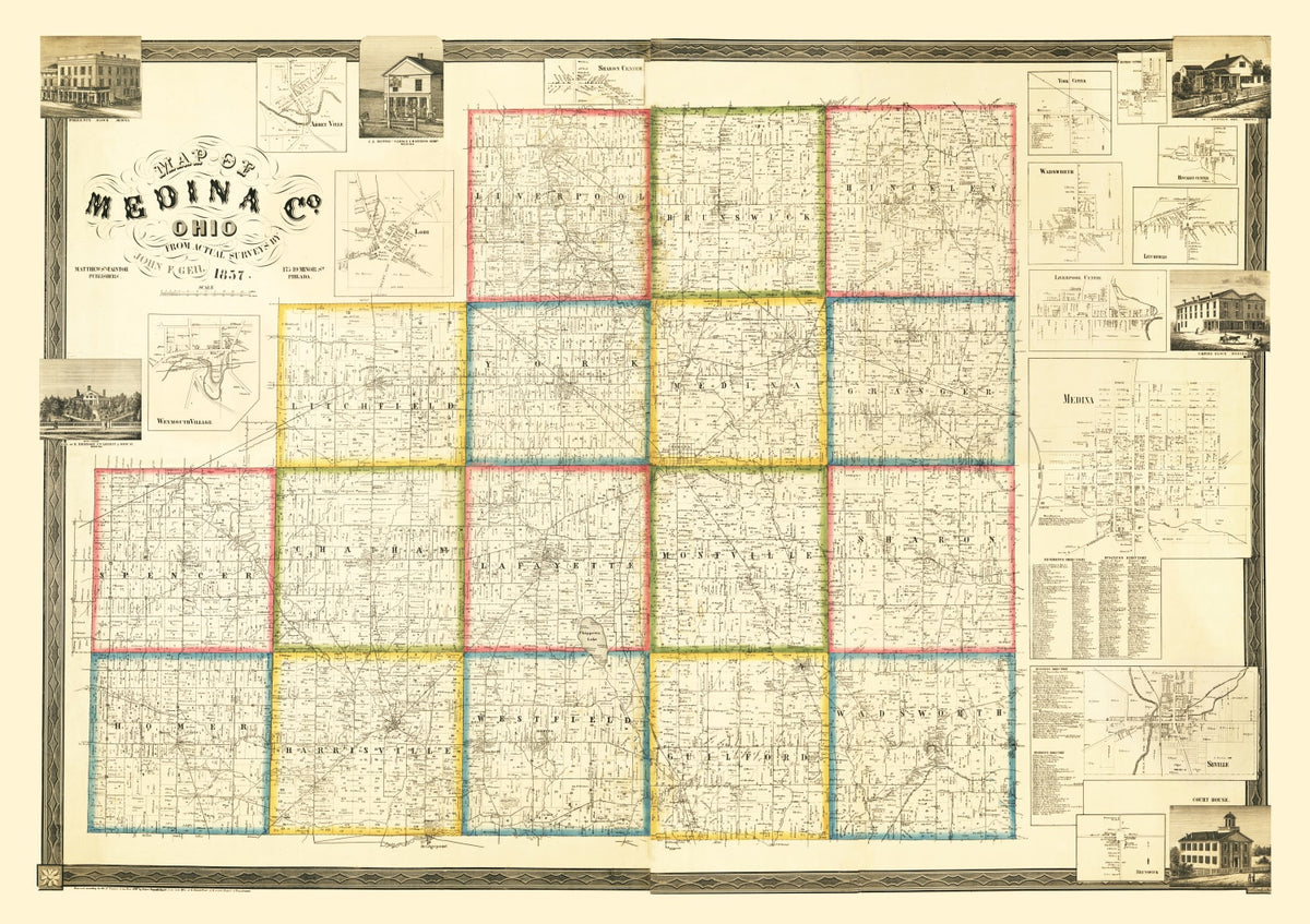 Preview of Vintage Map of Medina County, Ohio 1857