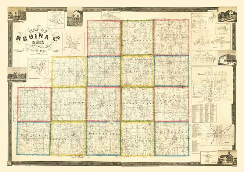 Size comparison using Vintage Map of Medina County, Ohio 1857