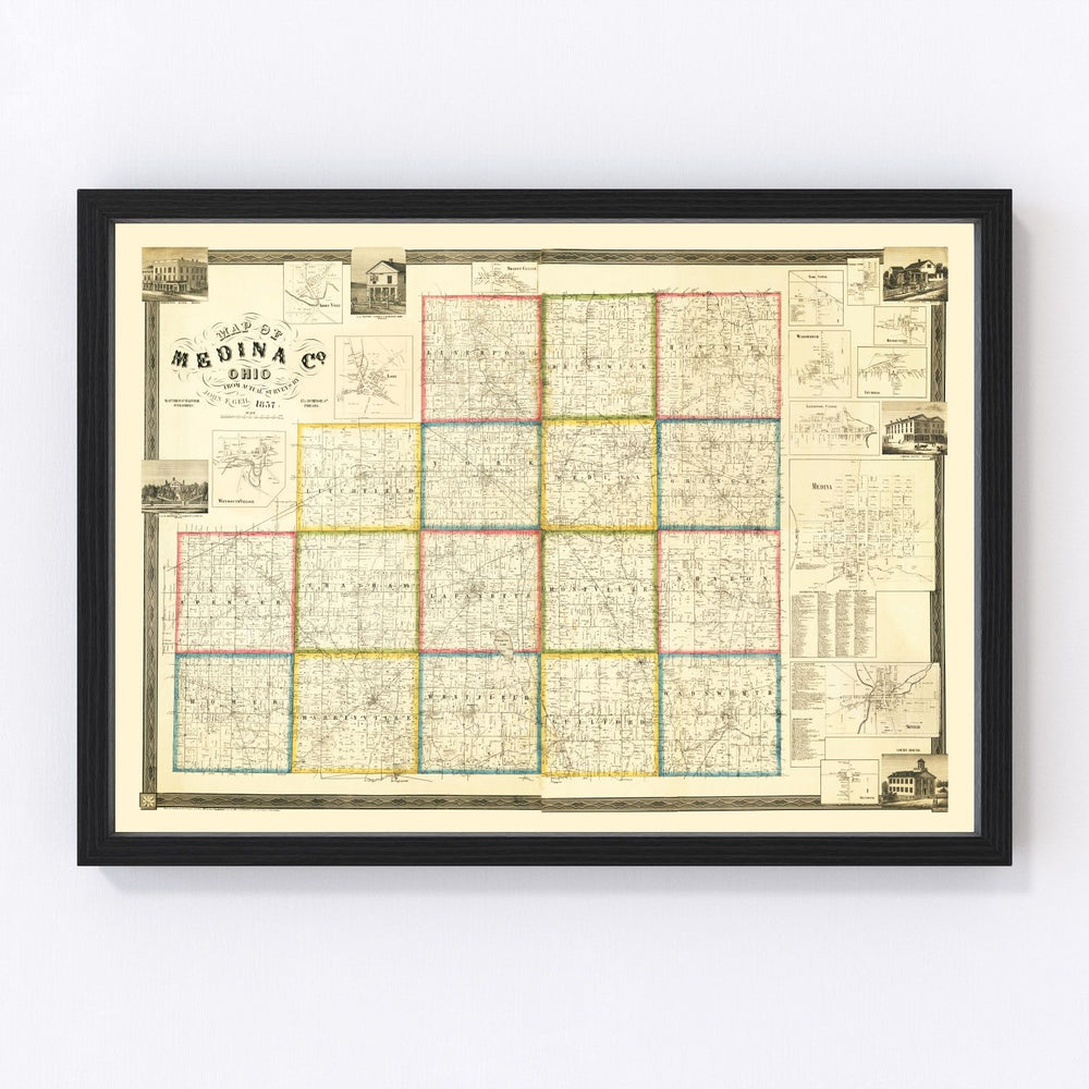 Medina County Vintage Map 1857