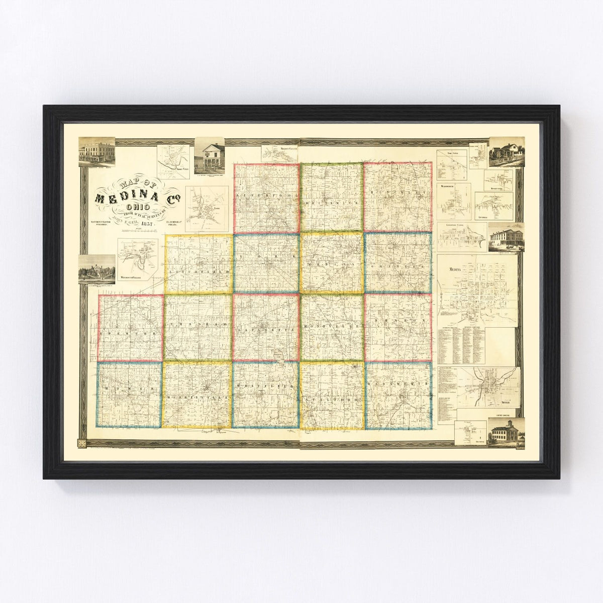 Medina County Vintage Map 1857