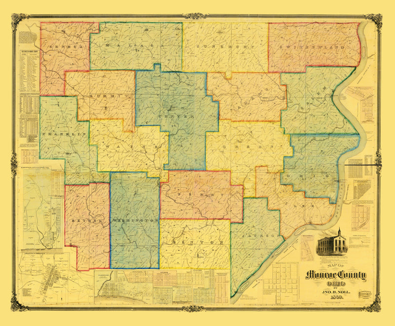 Size comparison using Vintage Map of Monroe County, Ohio 1869