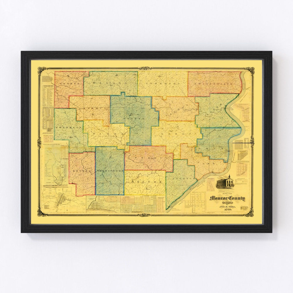 Monroe County Vintage Map 1869