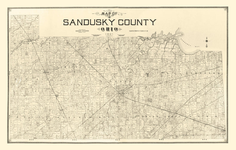 Size comparison using Vintage Map of Sandusky County, Ohio 1891