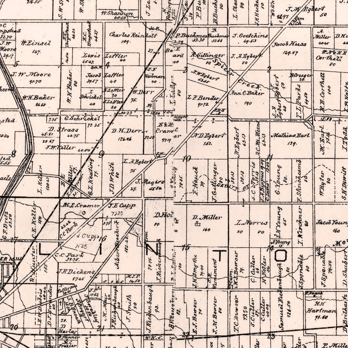 Restored historic details from the 1891 county map of Seneca County, Ohio