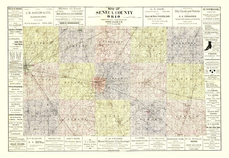 Size comparison using Vintage Map of Seneca County, Ohio 1896