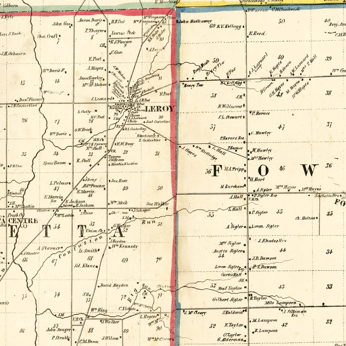 Restored historic details from the 1856 county map of Trumbull County, Ohio