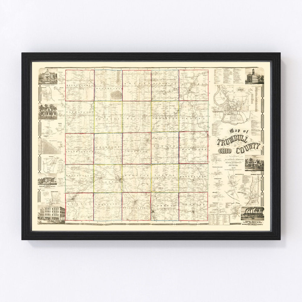 Trumbull County Vintage Map 1856