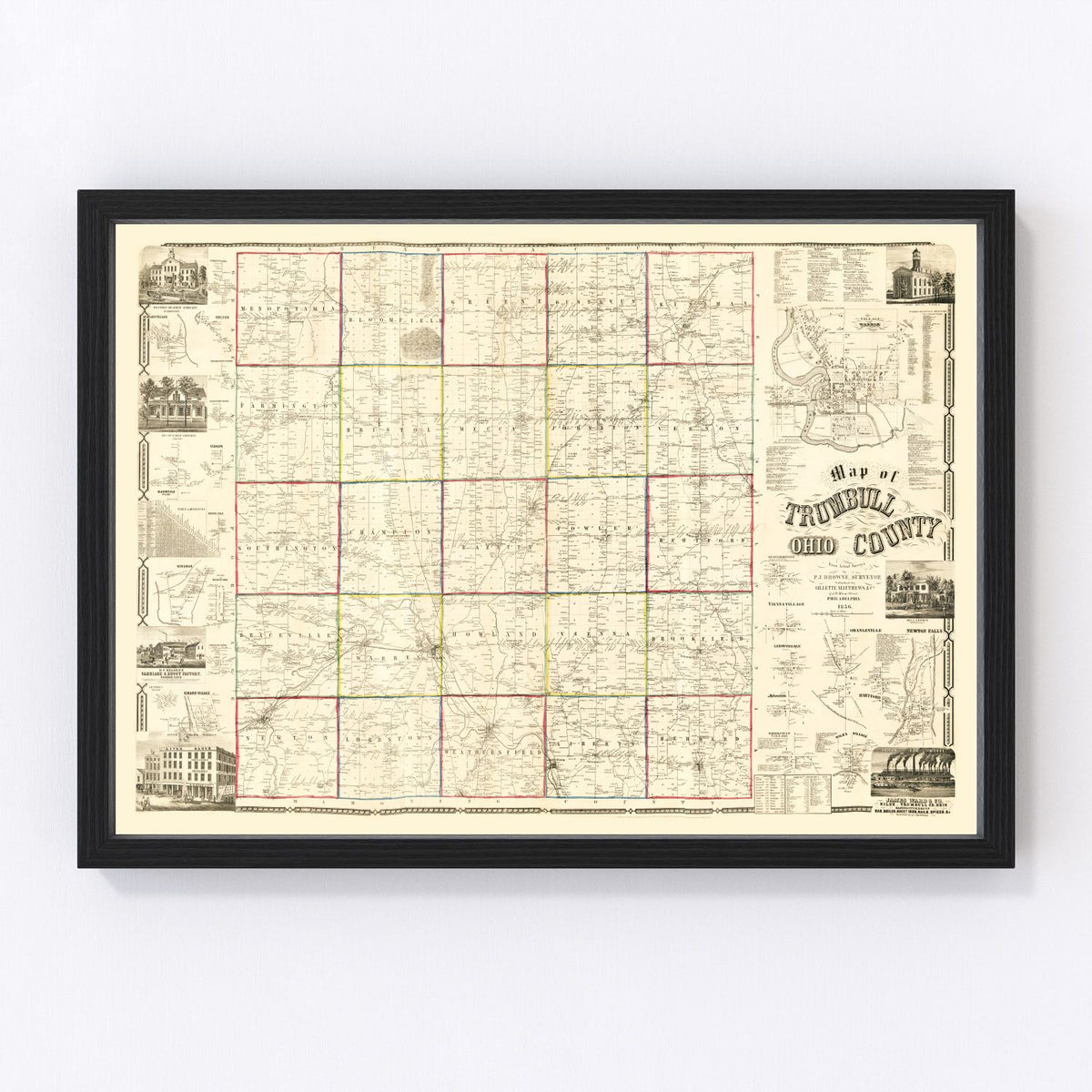 Trumbull County Vintage Map 1856