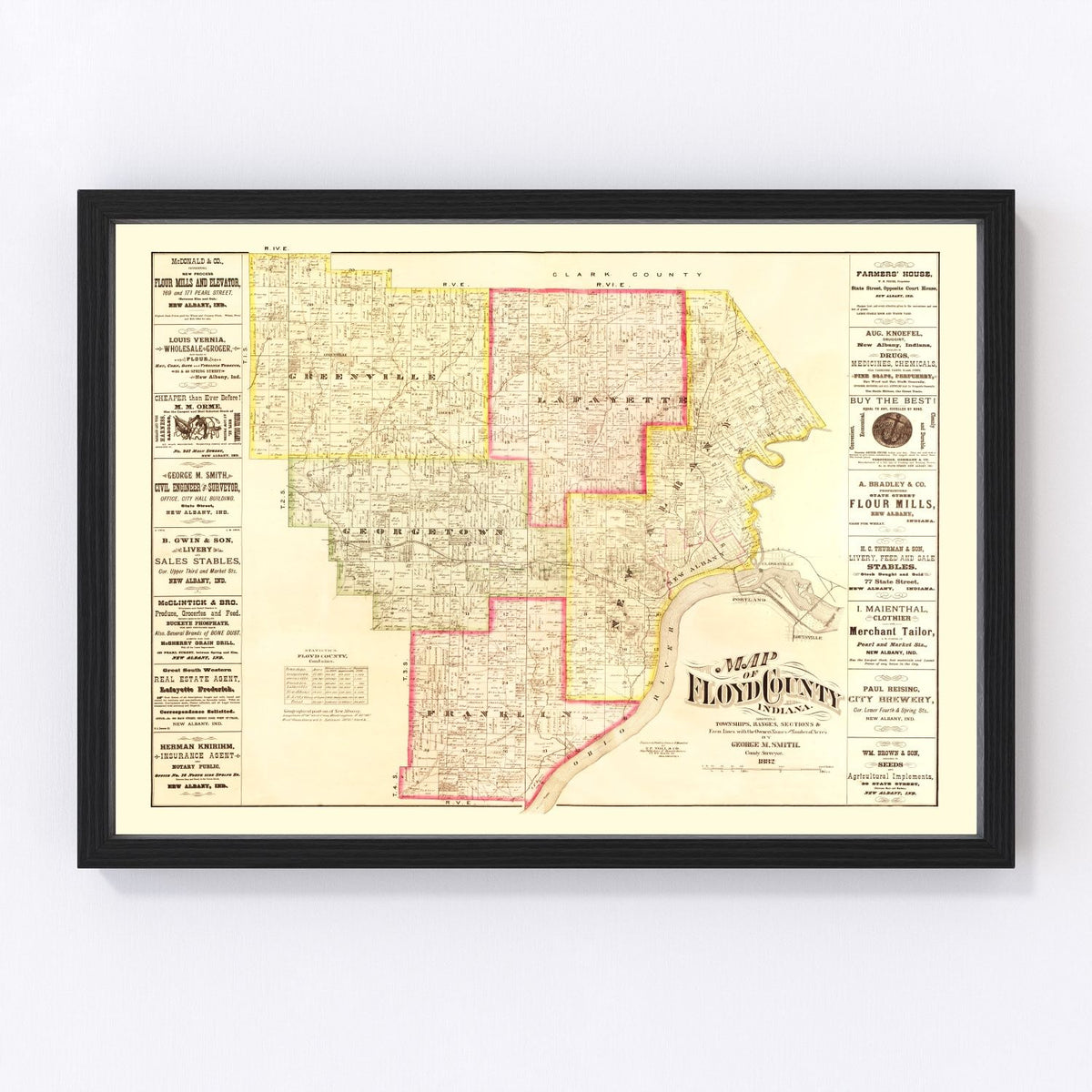 Floyd County Vintage Map 1882