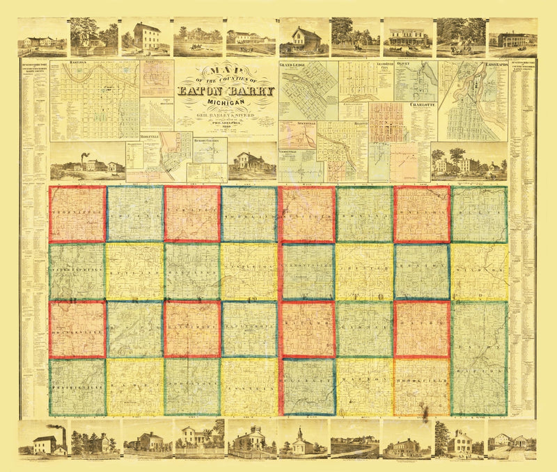 Size comparison using Vintage Map of Eaton County, Michigan 1860
