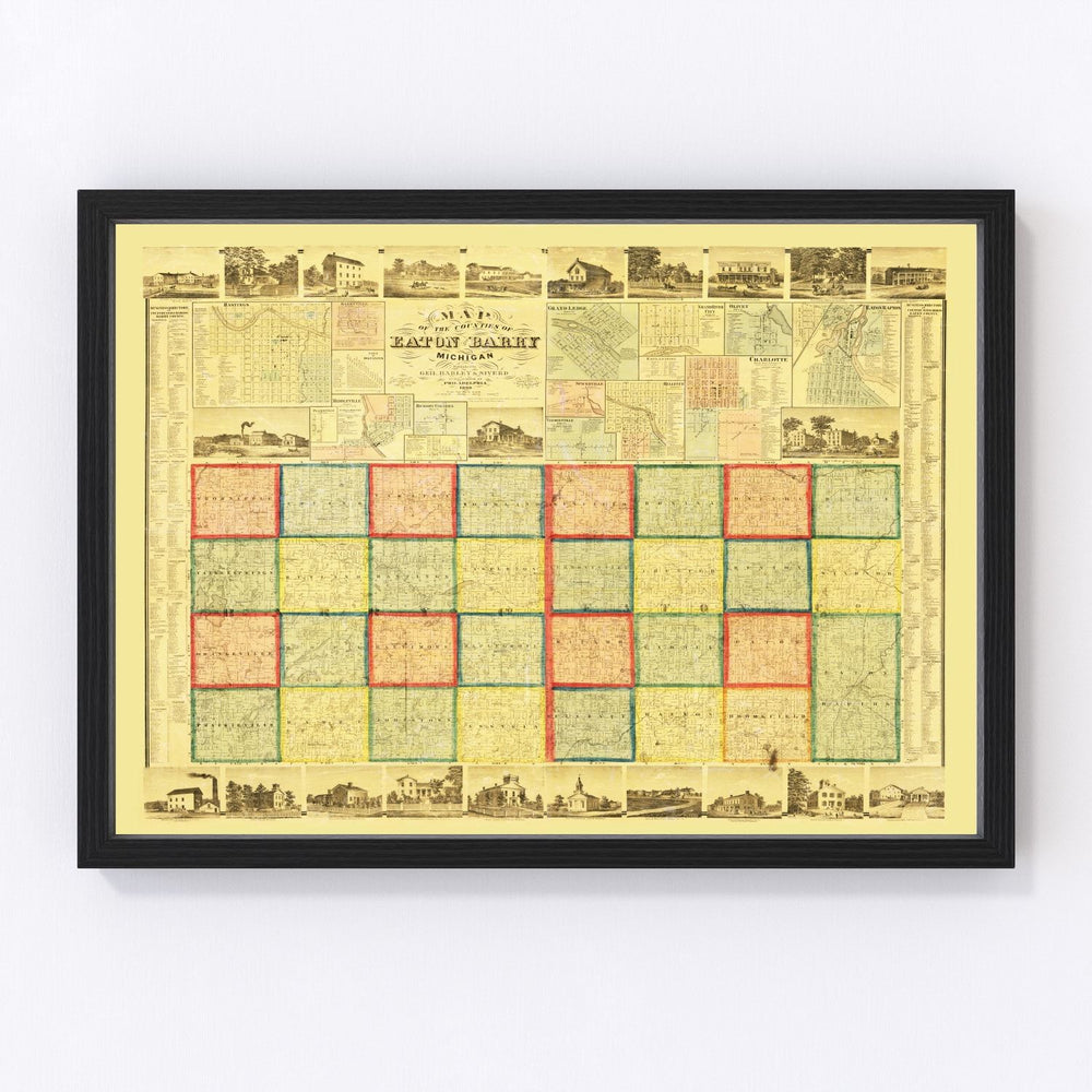 Eaton County Vintage Map 1860
