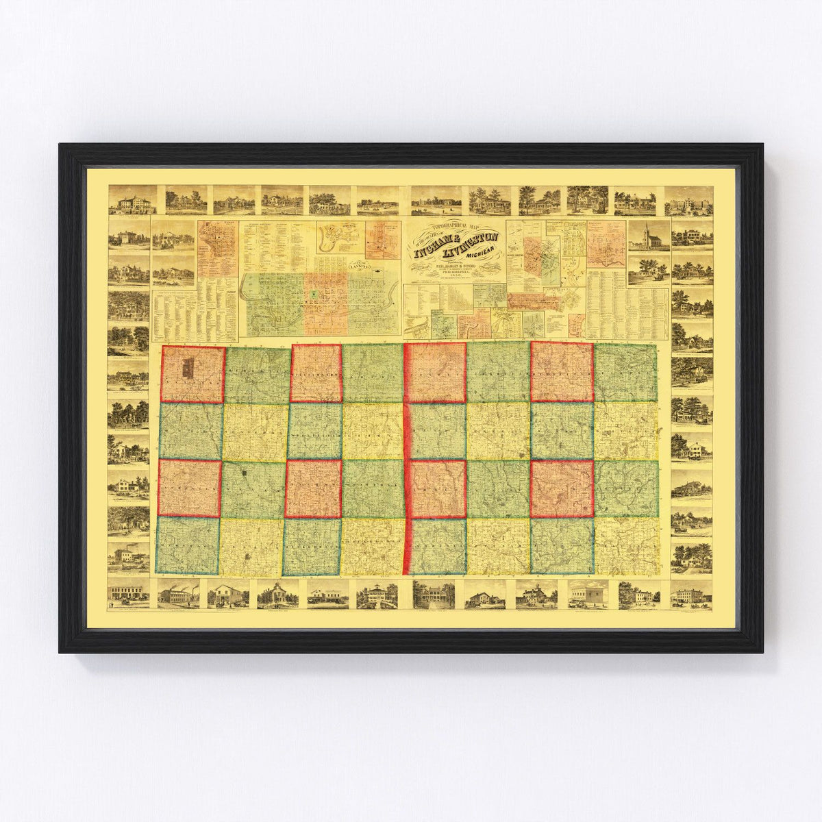 Ingham County Vintage Map 1859