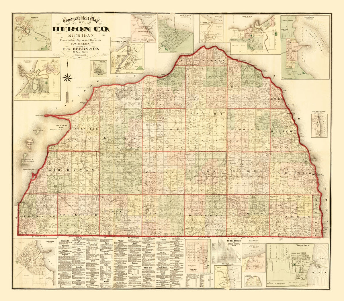 Preview of Vintage Map of Huron County, Michigan 1875