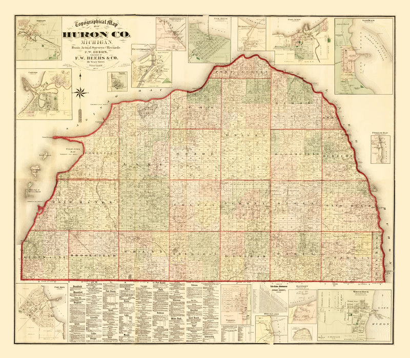Size comparison using Vintage Map of Huron County, Michigan 1875
