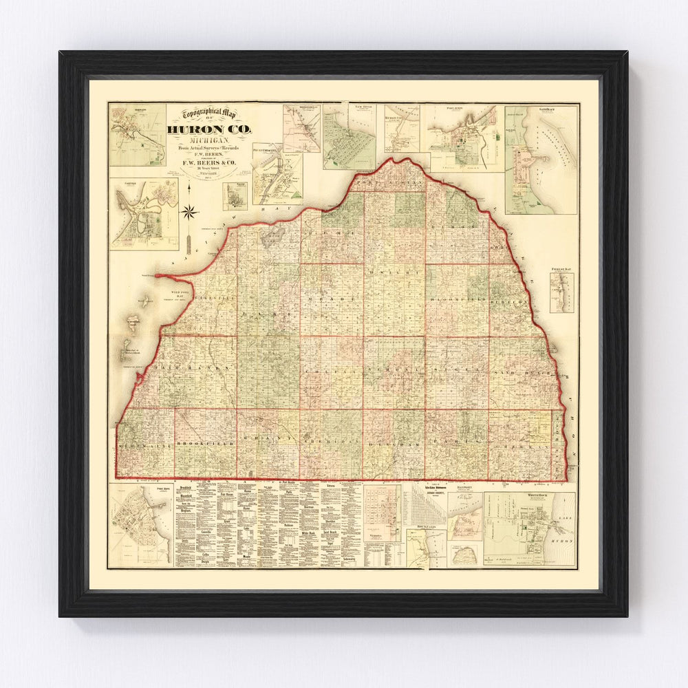 Huron County Vintage Map 1875