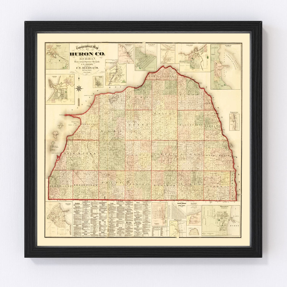 Huron County Vintage Map 1875