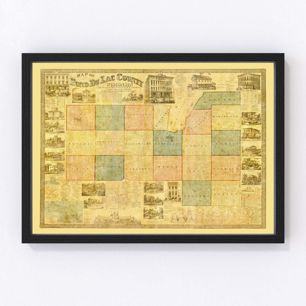 Fond du Lac County Vintage Map 1858