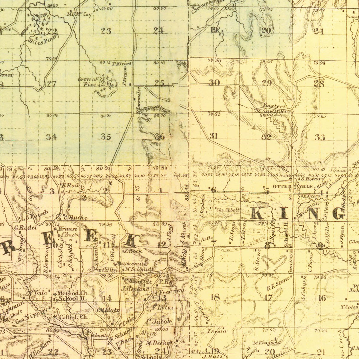Restored historic details from the 1859 county map of Sauk County, Wisconsin