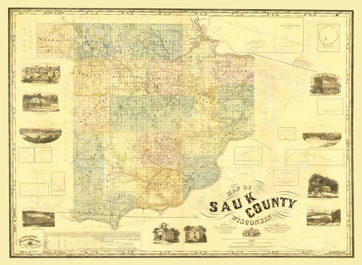 Preview of Vintage Map of Sauk County, Wisconsin 1859
