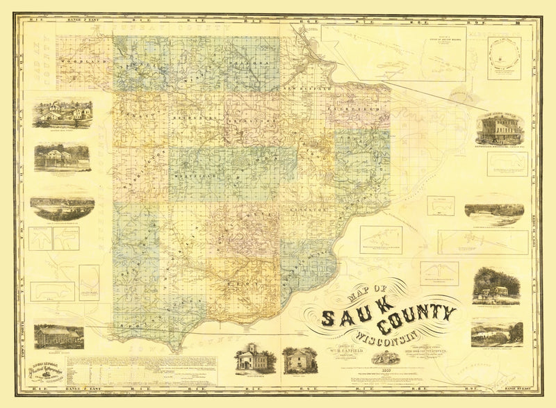 Size comparison using Vintage Map of Sauk County, Wisconsin 1859