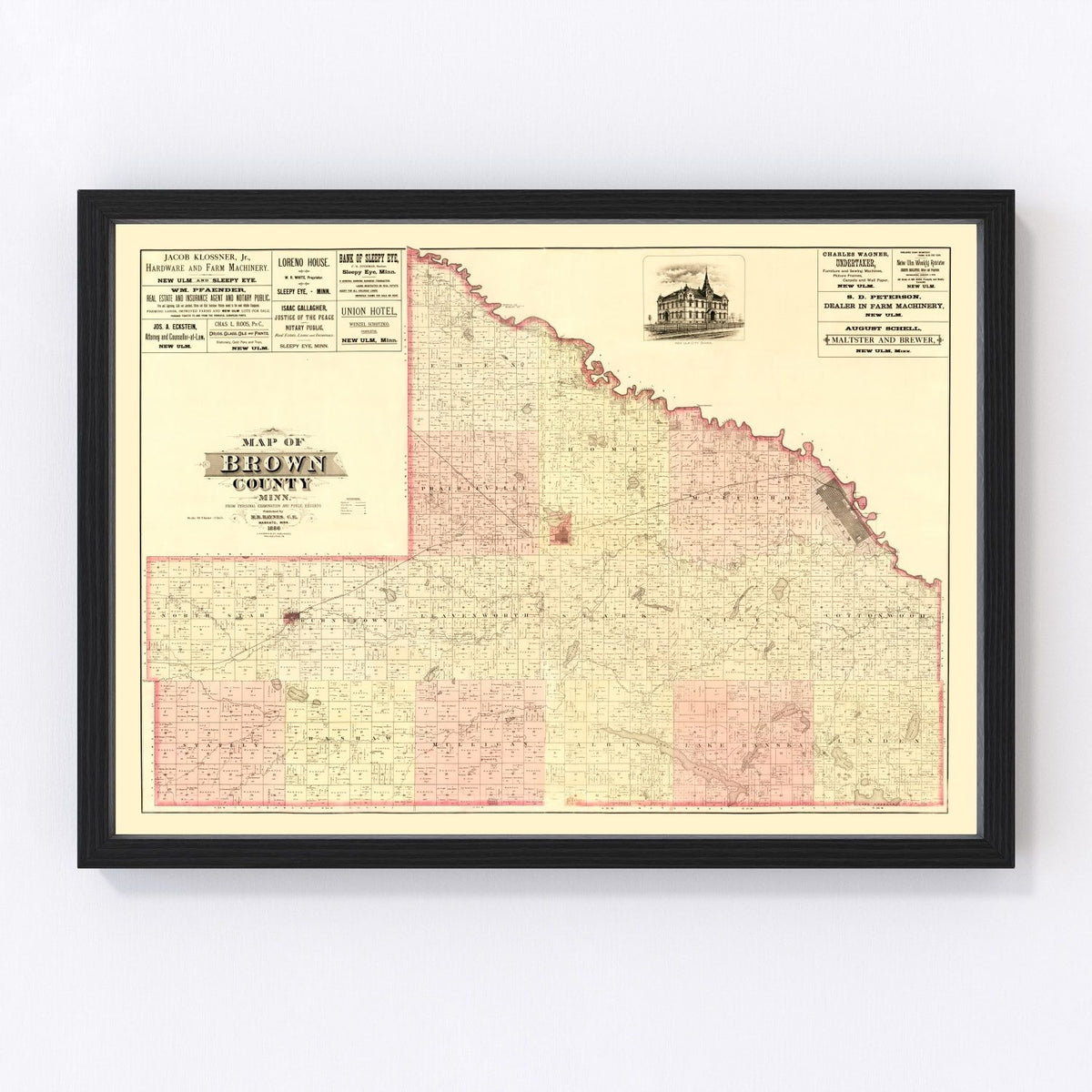 Brown County Vintage Map 1886