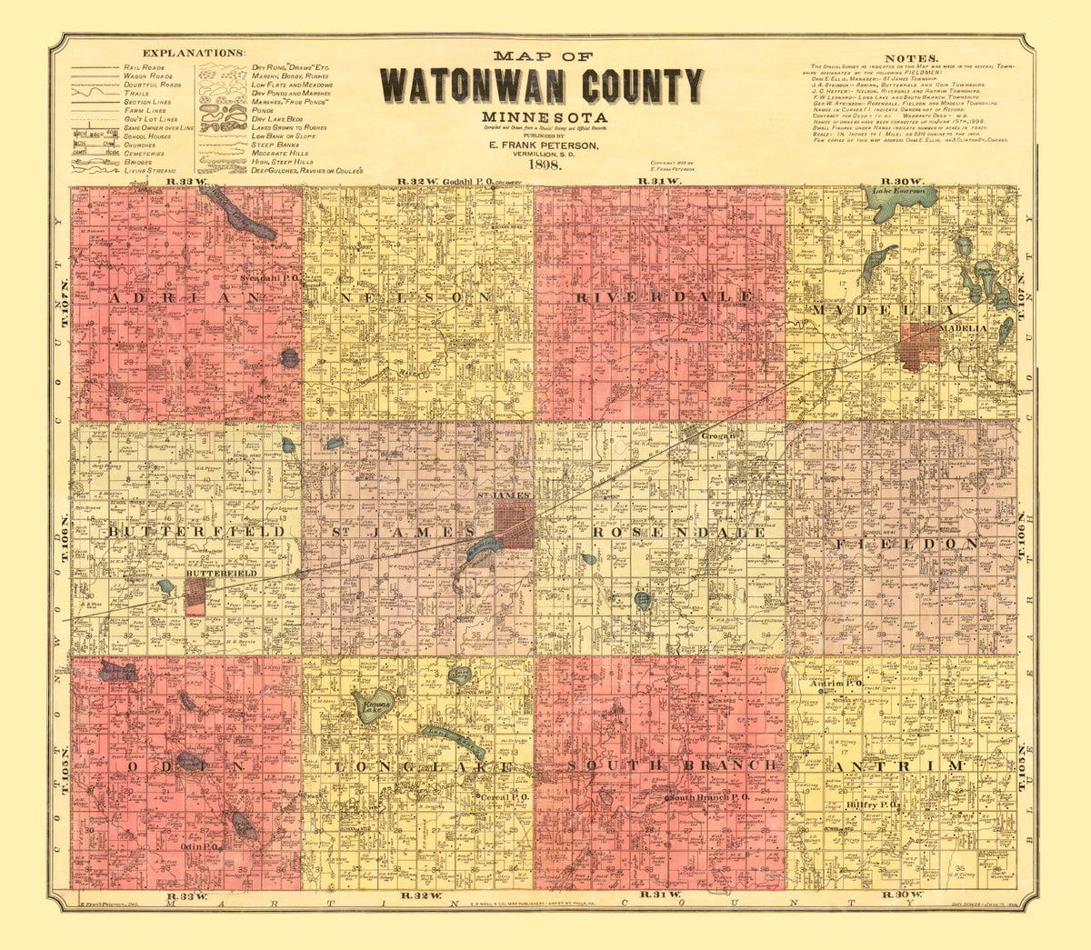 Preview of Vintage Map of Watonwan County, Minnesota 1898