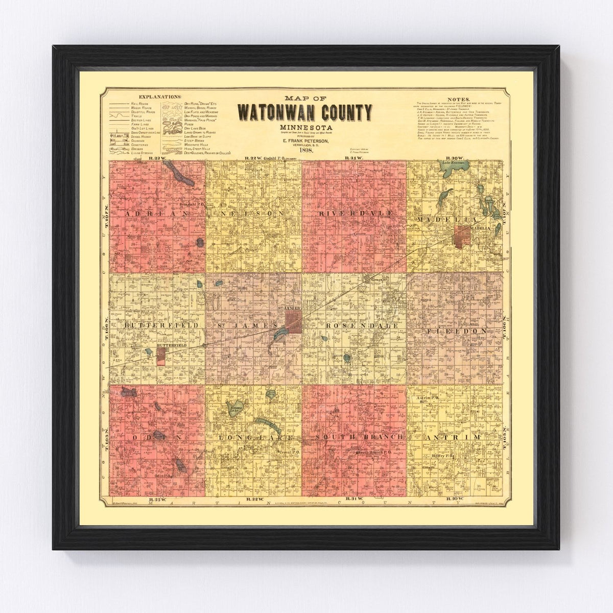 Watonwan County Vintage Map 1898