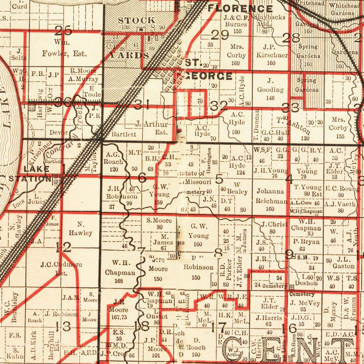 Restored historic details from the 1895 county map of Buchanan County, Iowa