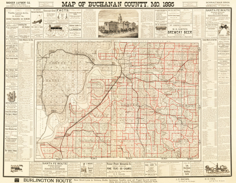 Size comparison using Vintage Map of Buchanan County, Iowa 1895