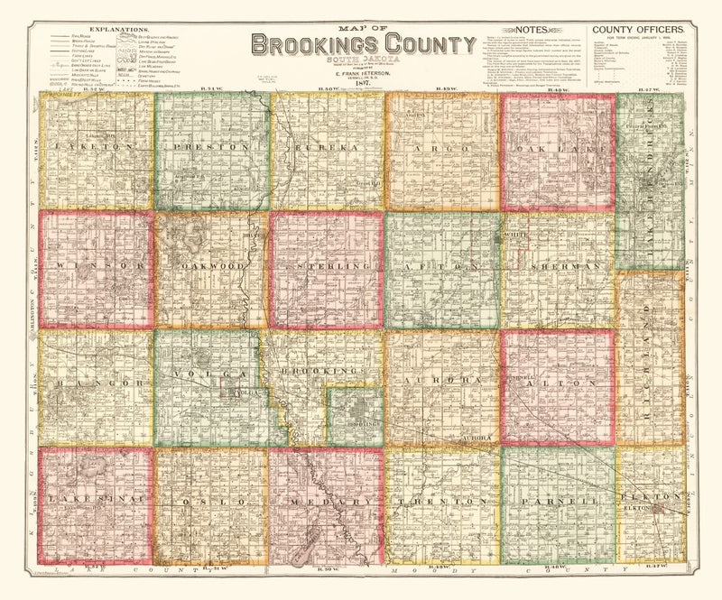 Size comparison using Vintage Map of Brookings County, South Dakota 1897