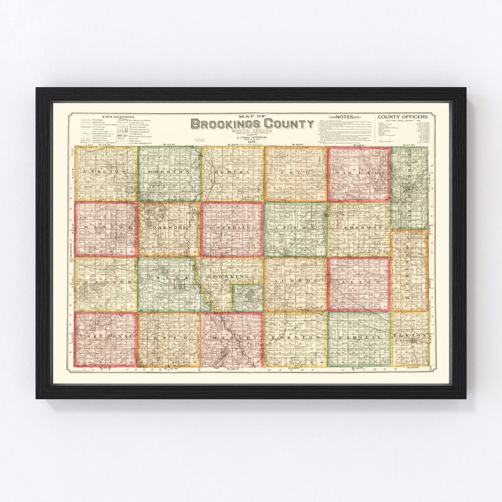 Brookings County Vintage Map 1897