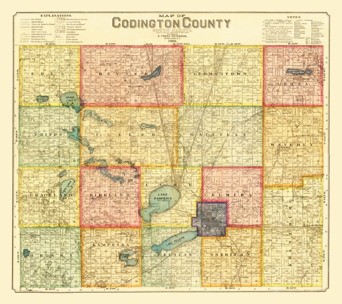 Preview of Vintage Map of Codington County, South Dakota 1898
