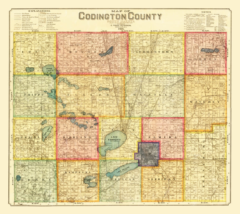 Size comparison using Vintage Map of Codington County, South Dakota 1898
