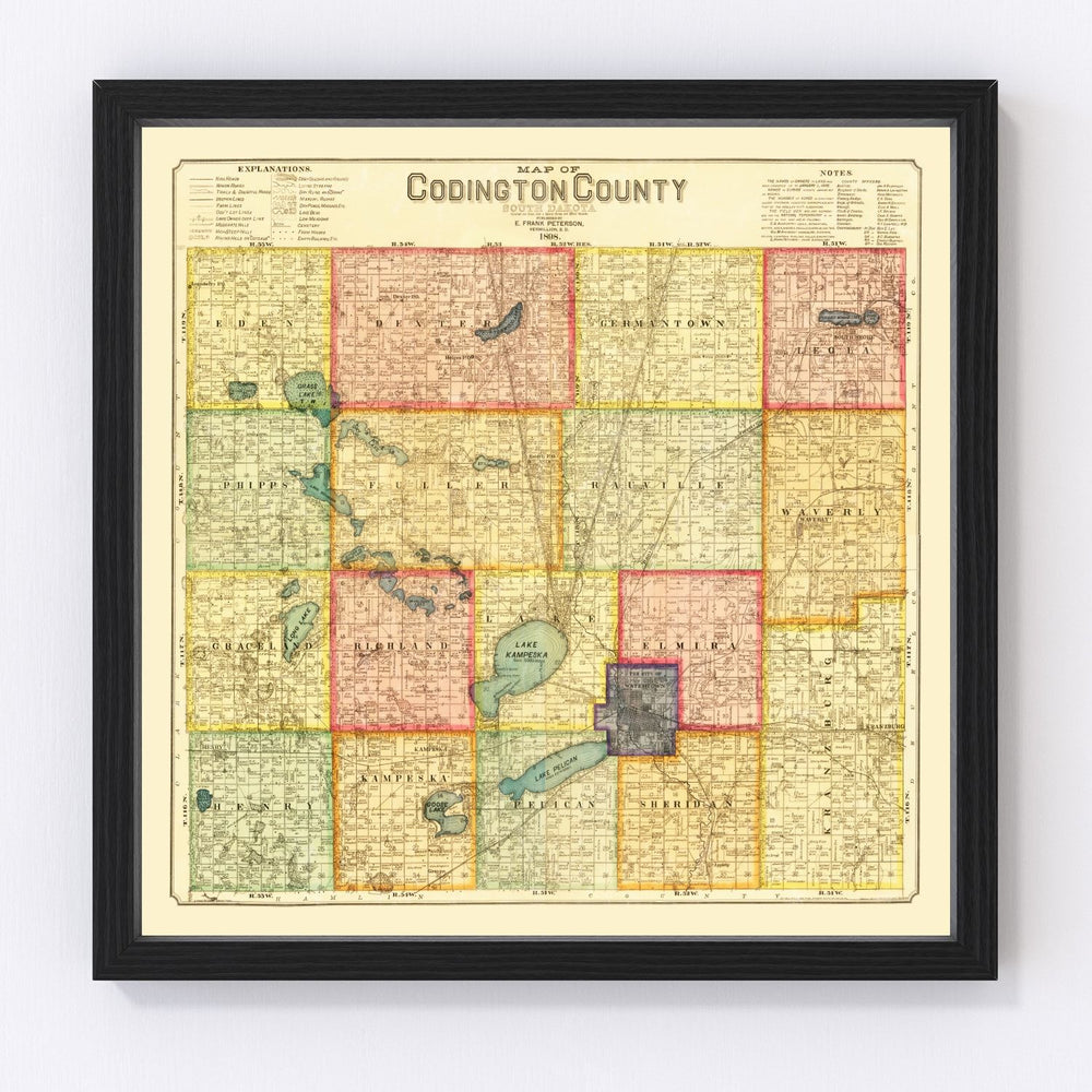Codington County Vintage Map 1898