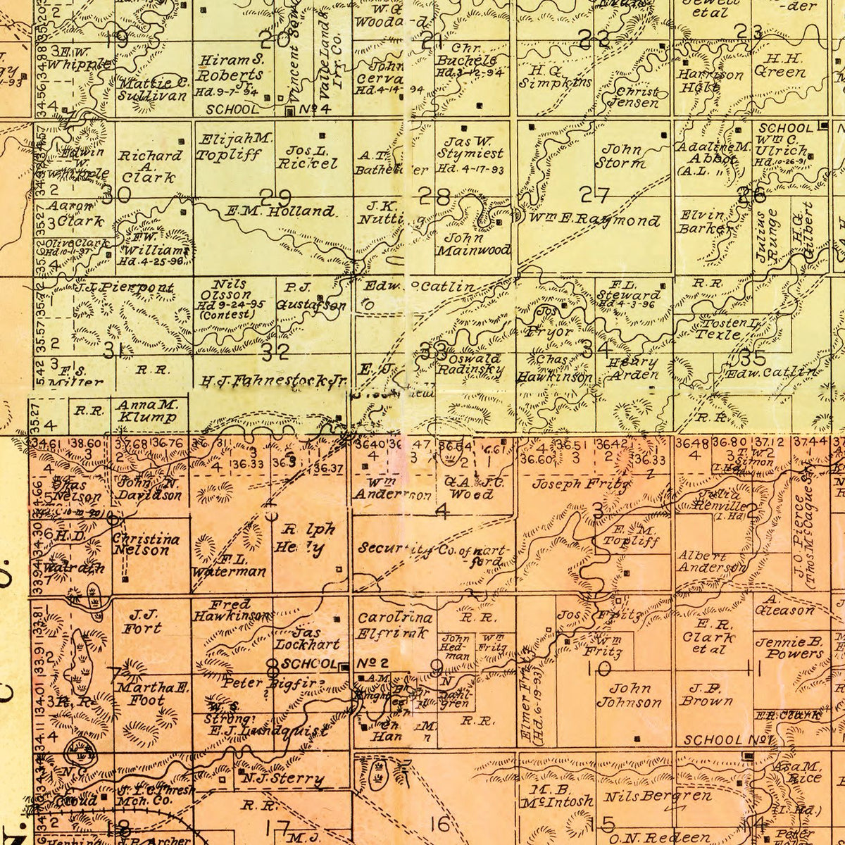 Restored historic details from the 1899 county map of Grant County, South Dakota