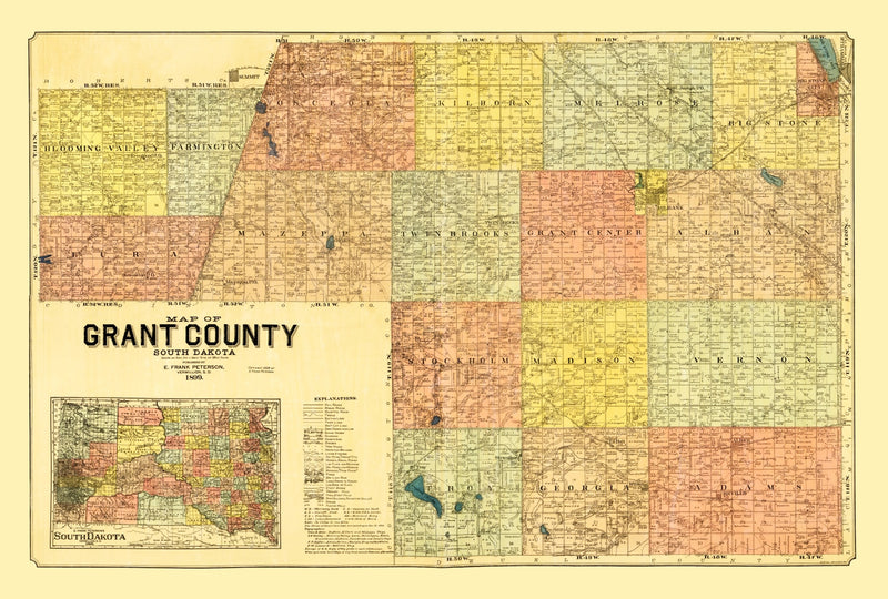 Size comparison using Vintage Map of Grant County, South Dakota 1899