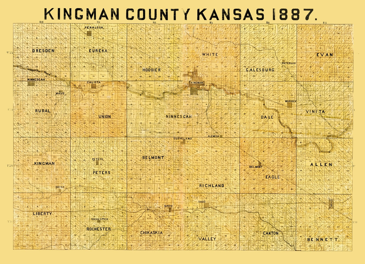 Preview of Vintage Map of Kingman County, Kansas 1887